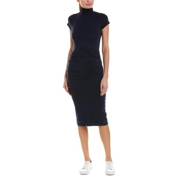 Anthropologie Velvet by Graham & Spencer Valda Black Mock Neck Midi Dress EUC XS - Picture 3 of 8